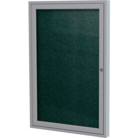 GHENT Ghent Enclosed Bulletin Board, Outdoor, 1 Door, 18"W x 24"H, Ebony Vinyl/Silver Frame PA12418VX-183